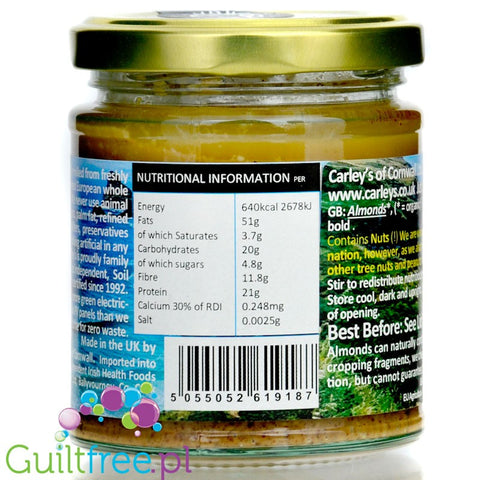 Carley's organic roasted almond butter without salt and sugar 170g