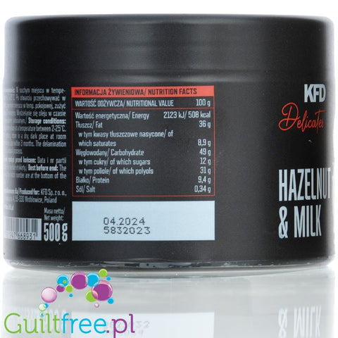 KFD Delicates Kinder'y - Milk Chocolate & Hazelnut sugar free spread with rice crunchies