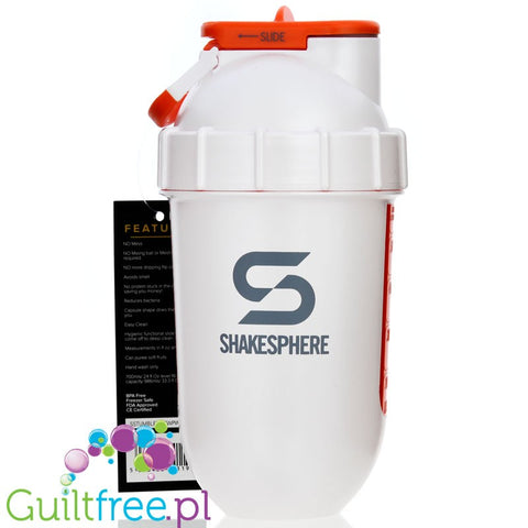 Shakesphere Tumbler View 700ml Pearl White  - protein shaker with a spherical bottom, no sediments shape