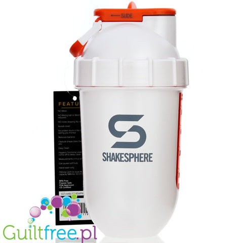 Shakesphere Tumbler View 700ml Pearl White  - protein shaker with a spherical bottom, no sediments shape