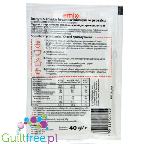 Emix Sweet Cream Peach - sugar free instant pudding mix powder