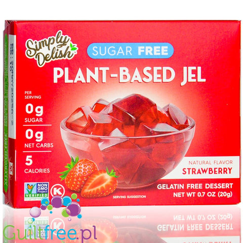 Simply Delish Natural Strawberry Jelly - wegańska niskokaloryczna naturalna galaretka bez cukru ze stewią, Truskawka