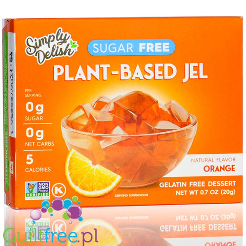 Simply Delish Natural Orange Jelly - wegańska niskokaloryczna naturalna galaretka bez cukru ze stewią, Pomarańcza