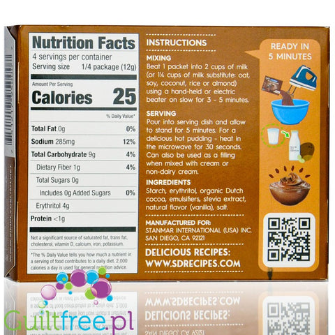 Simply Delish Sugar Free Pudding and Pie Filling, Instant, Chocolate