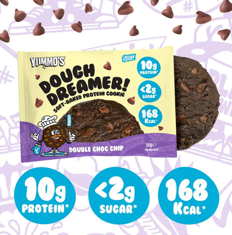 Yummo's Dough Dreamer Protein Cookie Double Choc Chip - wegańskie ciastko proteinowe bez dodatku cukru 10g białka
