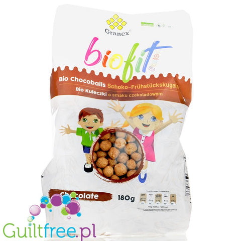 Granex Biofit Junior Bio kuleczki czekoladowe, niskokaloryczne płatki śniadaniowe