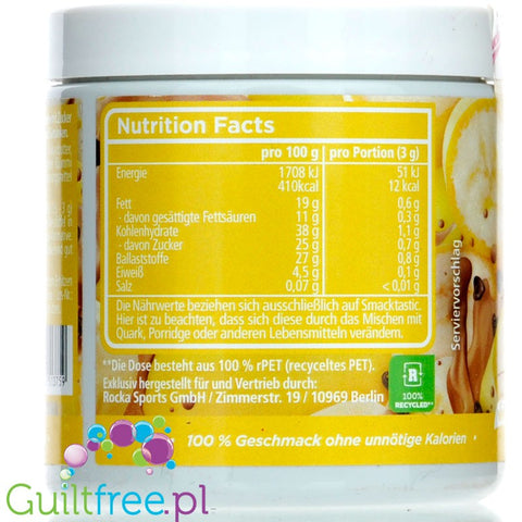 Rocka Nutrition Smacktastic Banana Chocolate Split 90g - słodzący aromat słodzący w proszku, Banan, Czekolada & Bita Śmietanka