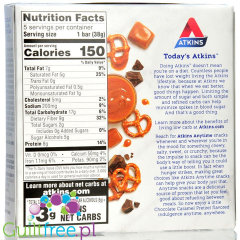 Atkins Snack Chocolate Caramel Pretzel BOX of  5 BARS