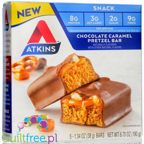 Atkins Snack Chocolate Caramel Pretzel BOX of  5 BARS