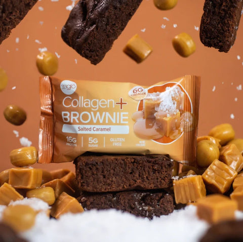 321Glo Collagen+ Brownie, Salted Caramel Brownie - kolagenowe ciacho proteinowe 220kcal & 16g białka
