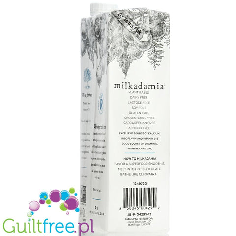 Milkadamia Unsweetened Macadamia Milk - witaminizowane mleko roślinne z makadamia, bez cukru i karagenu