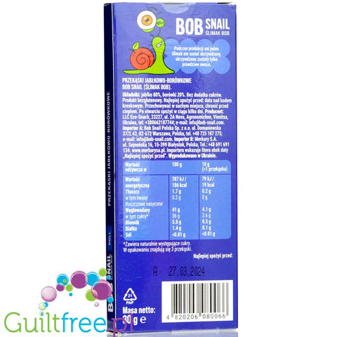 Bob Snail Fruit and blueberry snack with no added sugar
