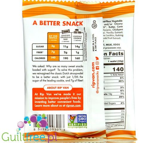 Rip Van Wafels Dutch Caramel & Vanilla 140kcal No Sugar Added