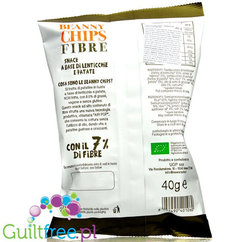 Beanny Chips Pepe e Limone - chrupki z soczewicy i ziemniaków o smaku cytryny z pieprzem bezglutenowe prażone powietrzem
