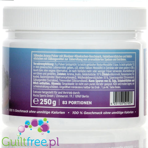 Rocka Nutrition Smacktastic Blueberry Cheesecake, 250g low calorie no added sugar flavoring powder