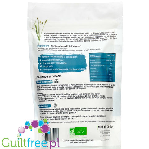 Max de Genie Psyllium Blond Biologique - bezglutenowa mielona biała babka płesznik, organiczna