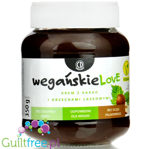CD WegańskieLove 350g - wegański krem kakaowy z orzechami laskowymi bez cukru i bez oleju palmowego