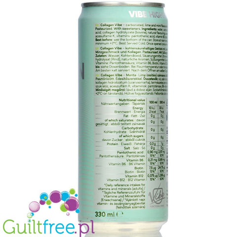 Collagen Vibe Mojito - koktajl kolagenowy bez cukru z witaminami B, zero kcal, smak Mojito