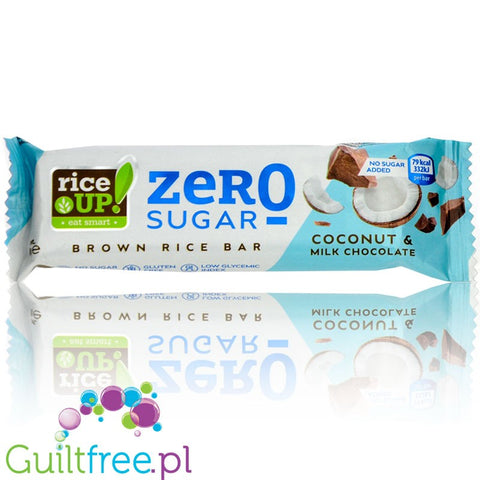 RiceUP Zero Brown Rice Bar Coconut & Milk Chocolate 18g - rice bar coconut in milk chocolate