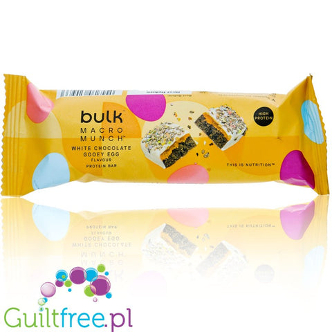 Bulk Powders Macro Munch™ White Chocolate Gooey Egg - baton 20g białka kremem custard i z białą czekoladą