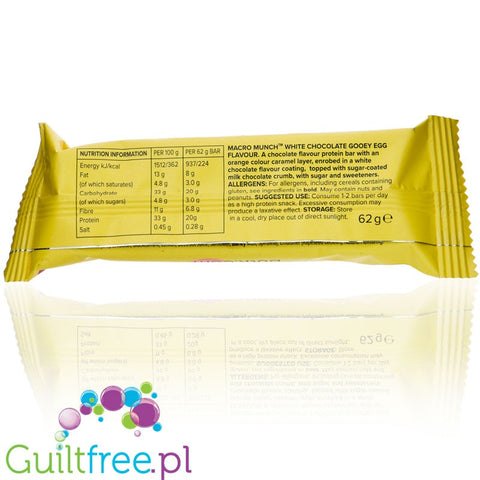 Bulk Powders Macro Munch™ White Chocolate Gooey Egg - baton 20g białka kremem custard i z białą czekoladą