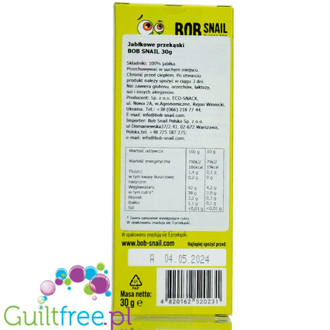 Bob Snail Fruit apple snack with no added sugar 30g