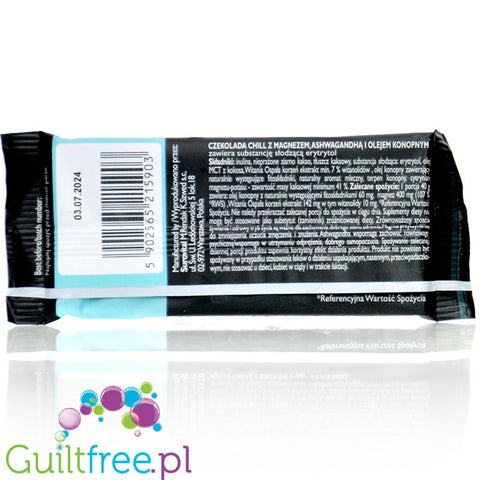 RAW COCOA Keto Chill Chocolate - bio dark chocolate with Magnesium, Ashwagandha and Hemp Oil sweetened with erythritol