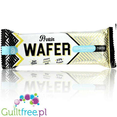 Nano Ä Protein Wafer, Cookies & Cream - ciasteczkowy wafelek  proteinowy w białej czekoladzie bez cukru