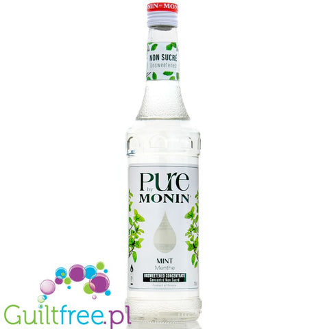 Monin Pure Non Sucré Mint - niesłodzony syrop koncentrat bez cukru i słodzików z naturalnymi aromatami, Mięta
