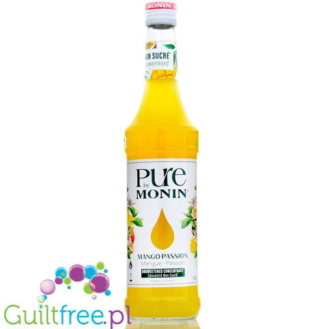 Monin Pure Non Sucré Mango Passion Fruit - niesłodzony koncentrat bez cukru i słodzików, Marakuja & Mango