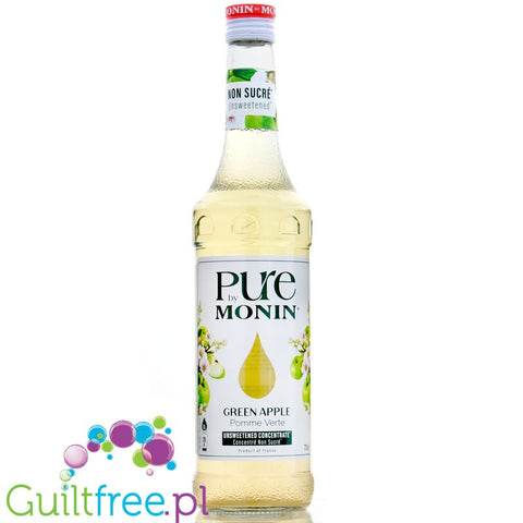 Monin Pure Non Sucré Green Apple - niesłodzony syrop koncentrat bez cukru i słodzików z naturalnymi aromatami, Zielone Jabłuszko