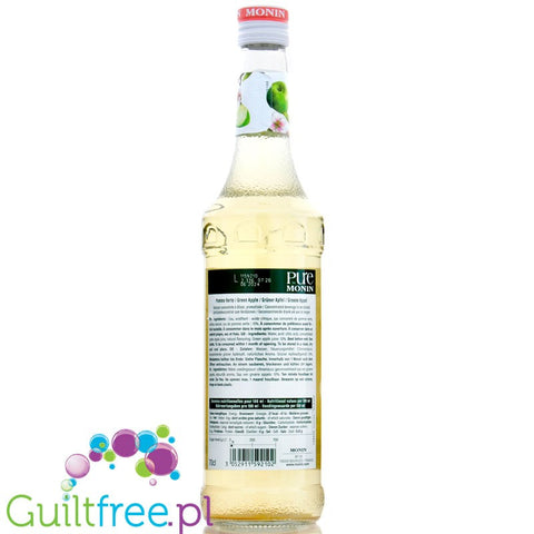 Monin Pure Non Sucré Green Apple - niesłodzony syrop koncentrat bez cukru i słodzików z naturalnymi aromatami, Zielone Jabłuszko