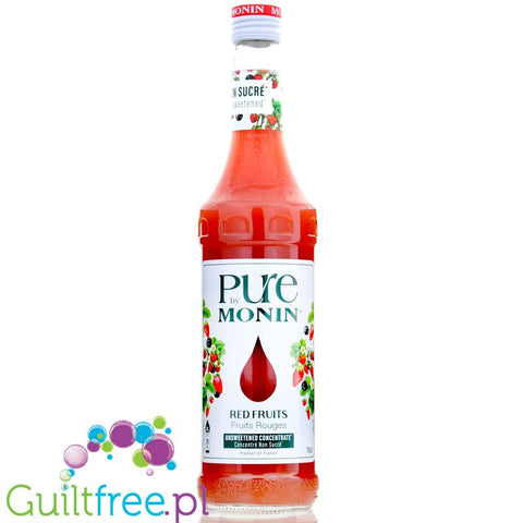 Monin Pure Non Sucré Red Fruits - niesłodzony syrop koncentrat bez cukru i słodzików z naturalnymi aromatami, Owoce Leśne