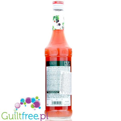 Monin Pure Non Sucré Red Fruits - niesłodzony syrop koncentrat bez cukru i słodzików z naturalnymi aromatami, Owoce Leśne