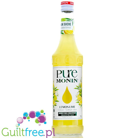Monin Pure Non Sucré Lemon & Lime - niesłodzony syrop koncentrat bez cukru i słodzików z naturalnymi aromatami, Cytrusy