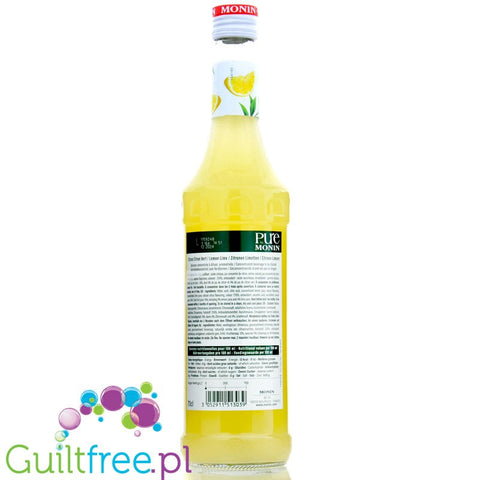 Monin Pure Non Sucré Lemon & Lime - niesłodzony syrop koncentrat bez cukru i słodzików z naturalnymi aromatami, Cytrusy
