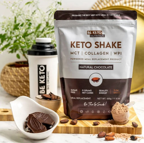 BeKeto Diet Keto Shake MCT & Collagen Natural Chocolate - wysokobiałkowy shake z MCT i kolagenem, Naturalna czekolada