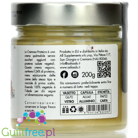 Asfoods Cremosa Proteica Nocciola Bianca 200g -  no sugar added protein spread white hazelnut