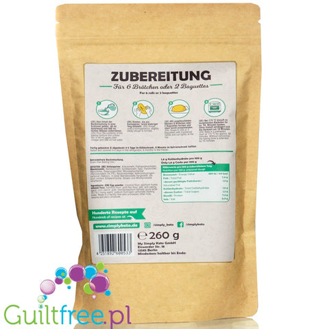 Simply Keto Das Helle Backmischung - bezglutenowa mieszanka na bułki i bagietki low carb 1,6g węglowodanów