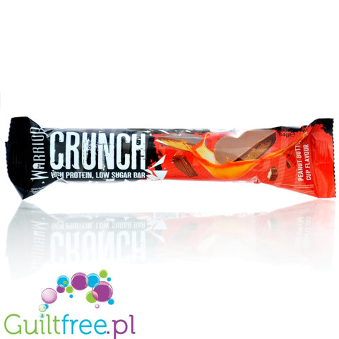 Warrior Crunch Peanut Butter Cup protein bar with crunchy crispies