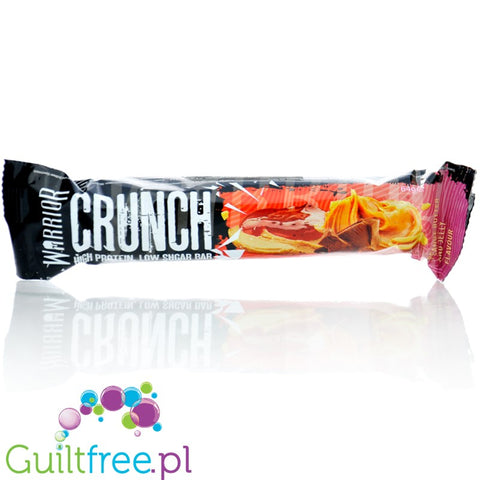 Warrior Crunch Peanut Butter and Jelly protein bar with crunchy crispies