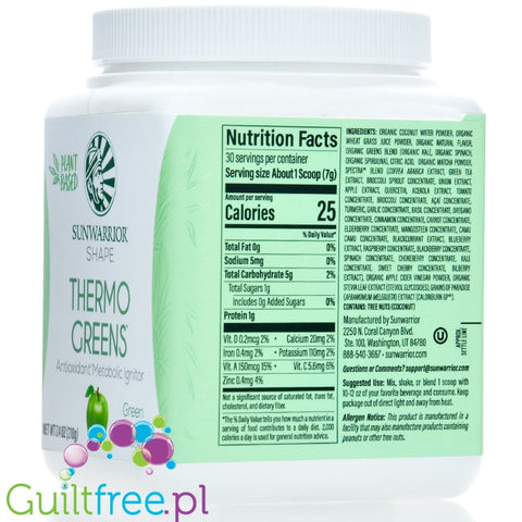 Sunwarrior Shape Thermo Greens, Antioxidant Metabolic Ignitor, Green Apple - booster metabolizmu