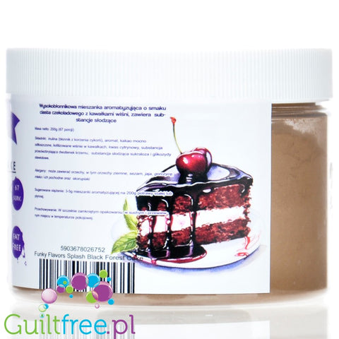 Funky Flavors Splash Black Forest Cake 150g - aromat słodzący w proszku bez cukru, smak Wiśniowe Ciasto Czekoladowe