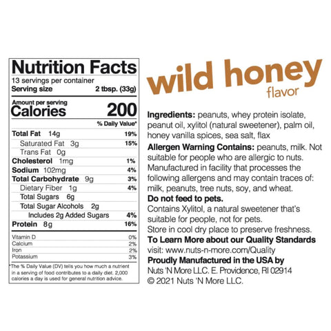Nuts 'N More Wild Honey - Peanut butter with xylitol and WPI protein, wild honey flavor