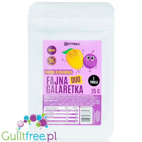 FitRec Fajna Galaretka Duo Mango & Passion fruit, sugar free jelly powder, 5 servings