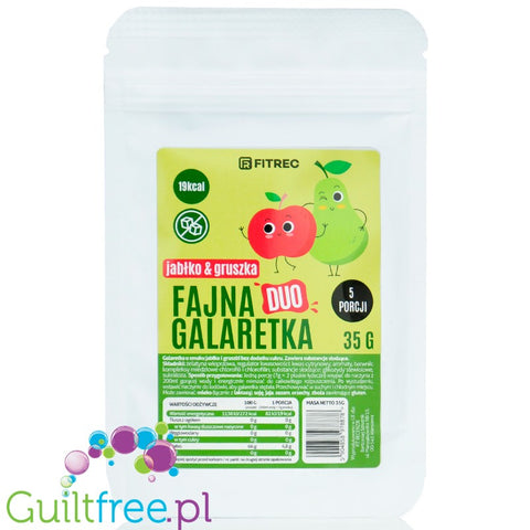 FitRec Fajna Galaretka Duo Apple & Pear, sugar free jelly powder, 5 servings