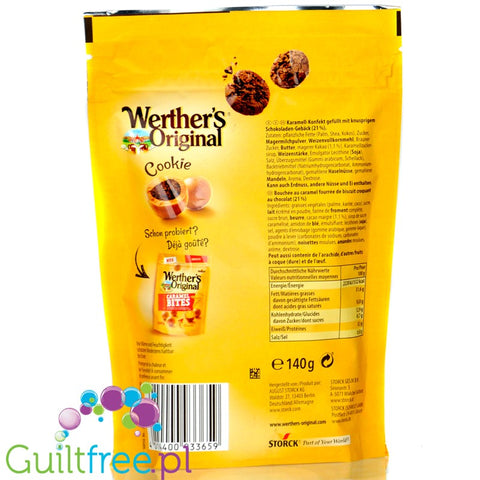Werther's Original Blissful Caramel Bites Cookie (CHEAT MEAL) - kulki karmelowe nadziewane chrupiącymi ciastkami czekoladowymi