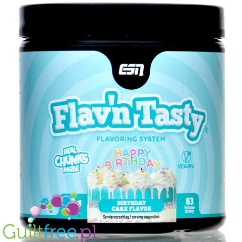 ESN Flav'N'Tasty Birthday Cake 250g - niskokaloryczny aromat w proszku, Tort Urodzinowy