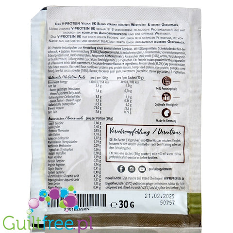 Pro Fuel V-Protein 8K Banana Milk 30g, vegan protein powder