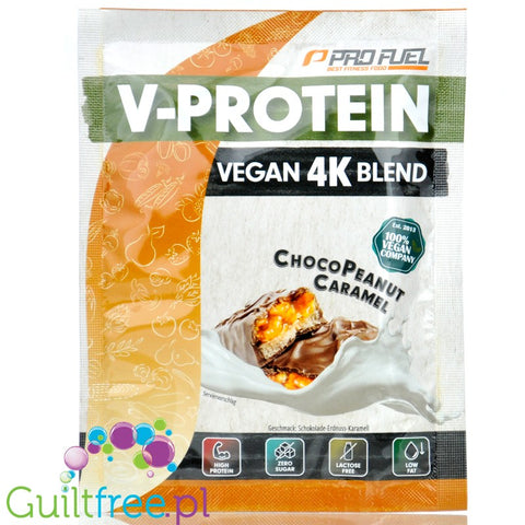 Pro Fuel V-Protein 4K Choco Peanut Caramel 30g, vegan protein powder